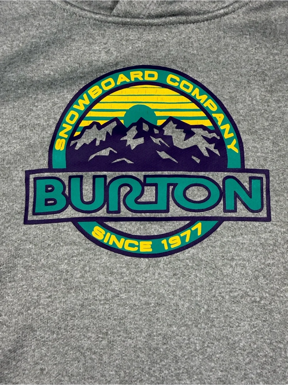 Burton Light Gray Hoodie with Colorful Mountain Logo